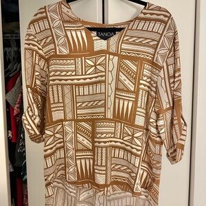 Tanoa Women's Brown and White Top - SMALL